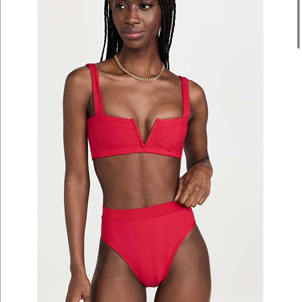 l*space Red Ribbed Bikini Set - Picture 4 of 13